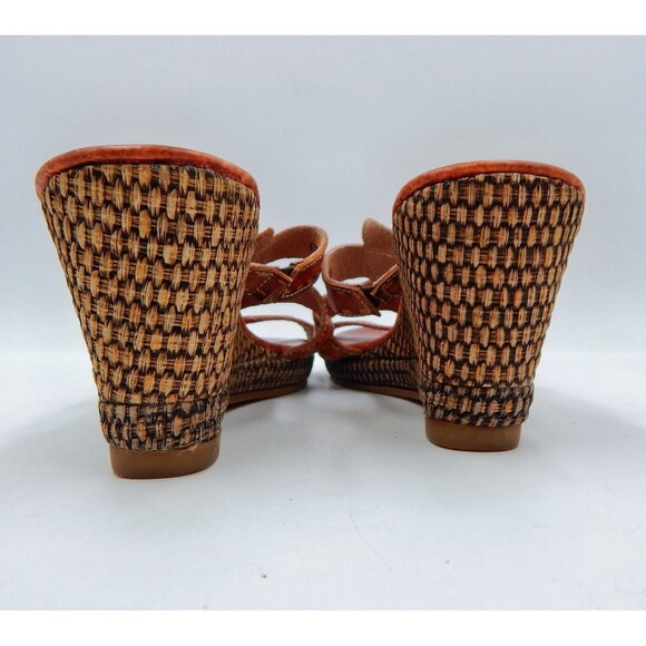 Spring Step Gardenia Leather Tan Brown Slip On Wedge Heel Sandal Size 40 - Picture 9 of 13